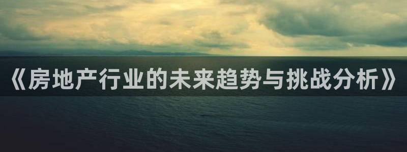 新宝5秒开：《房地产行业的未来趋势与挑战分析》