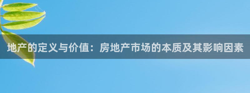 新宝5手机登陆：地产的定义与价值：房地产市场的本质及其影响因